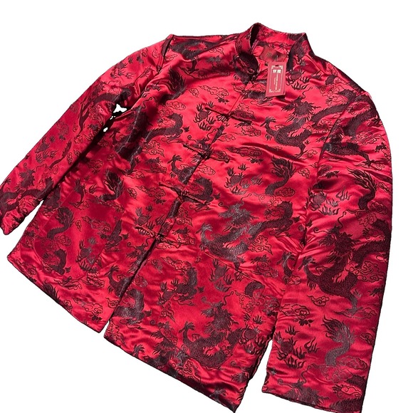 Style Essentials Other - Vintage Chinese Dragons All Over Print Red Kimono Style Jacket 4XL Fits 2XL Mens